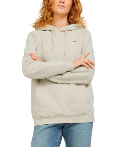 JACK & JONES Damen Jxabbie Rlx Ls Every Hood Swt Noos Kapuzenpullover, Moonbeam/Print:black Jjxx Logo, XS von JACK & JONES