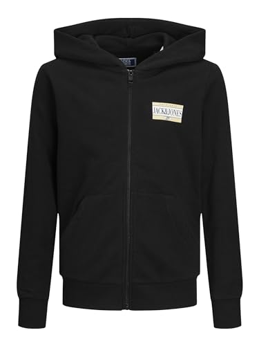 JACK&JONES Jungen JORCOBIN Sweat Zip Hood JNR Sweatshirt, Black, 164 cm von JACK & JONES