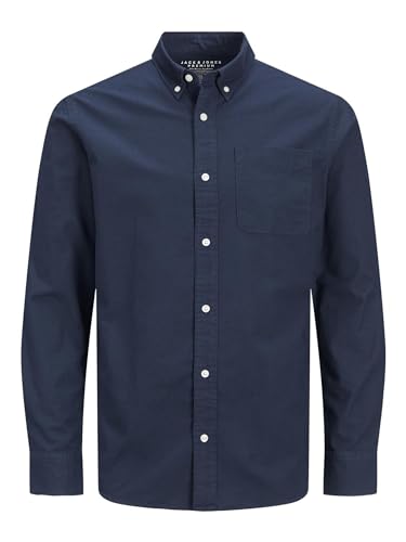 JACK & JONES Herren Freizeit Hemd JPRBROOK Oxford Slim Fit Weiss Blau XS-XXL, Größe:L, Farbe:Navy Blazer Slim FIT 12192150 von JACK & JONES