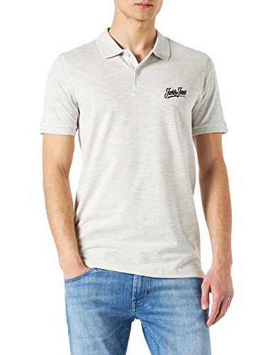 JACK & JONES Herren JJSTRUCTURE EMB Polo Poloshirt, White Melange/Standard f, M von JACK & JONES