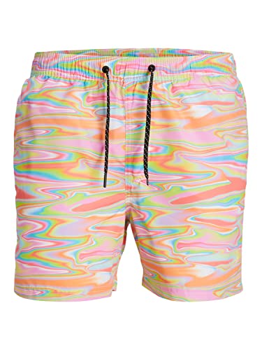 JACK & JONES Men's JPSTFIJI JJSWIM DIGITAL Badeshorts, Hot Coral, S von JACK & JONES