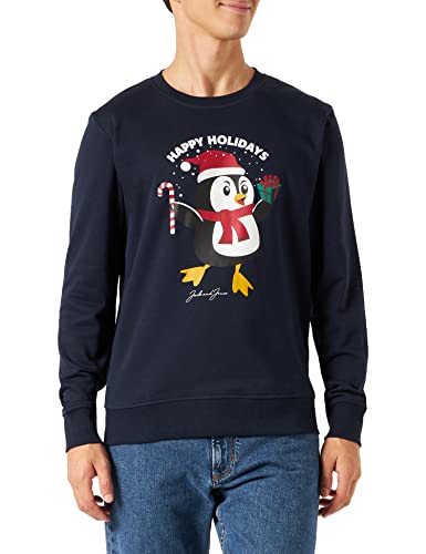 Jack & Jones Men's JORTOON Sweat Crew Neck Xmas Sweatshirt, Navy Blazer, M von JACK & JONES