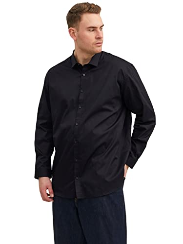 JACK & JONES Herren Freizeit Hemd JPRBLACARDIFF Relaxed Fit Plussize 2XL-8XL, Größe:6XL, Farbe:Black Loose FIT 12235157 von JACK & JONES