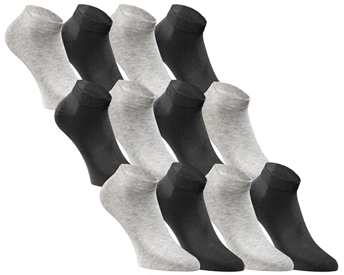 JACK & JONES Sneaker Socken Herren & Damen 12er Set Kurze Socken Baumwolle - Black-Grey-Mix - Gr. 35-38 von JACK & JONES