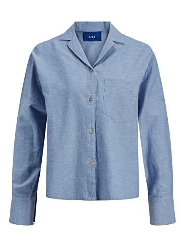 JACK&JONES Women's JJXX JXEVA LS Comfort Linen Shirt SN Blouse, Cashmere Blue, L von JACK & JONES