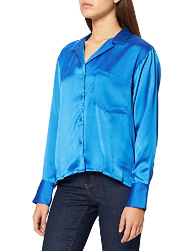 Jack & Jones Women's JJXX JXEVA LS Comfort Satin Shirt NOOS Bluse, Blue Iolite, M von JACK & JONES