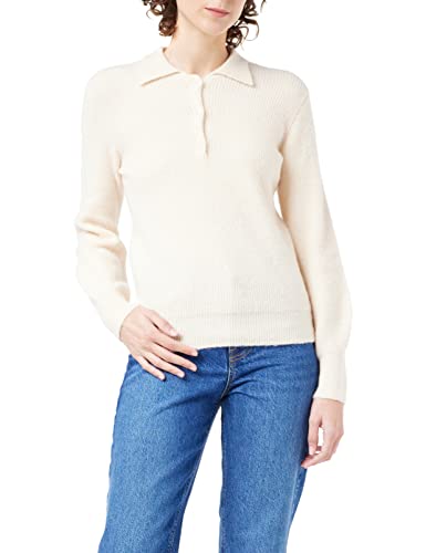 Jack & Jones Women's JJXX JXKINSLEY LS Dense Polo Knit SN Pullover, Ecru, S von JACK & JONES