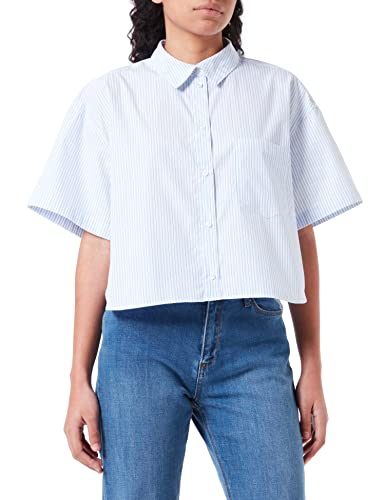 JACK&JONES Women's JJXX JXMOLLY SS Relaxed POPLIN Shirt SN Blouse, White/Stripes:Blue, S von JACK & JONES