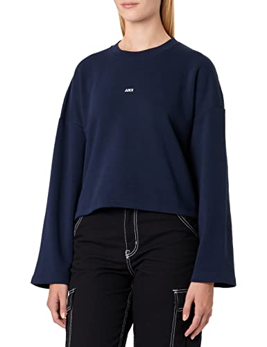 JACK&JONES Women's JXABBIE LS Wide Every Brush Crew SN Sweatshirt, Navy Blazer/Print:White JJXX Logo, XL von JACK & JONES