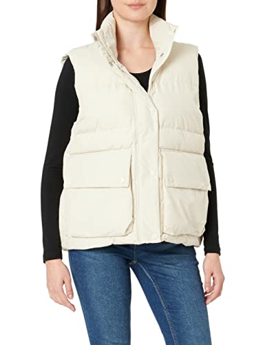 JACK & JONES Women's JXCARLA Note Puffer Vest SN Pufferweste, Bone White, S von JACK & JONES