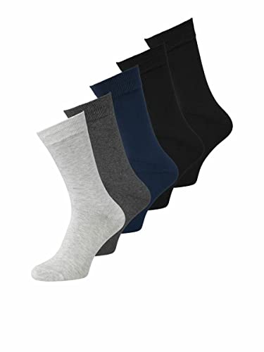 JACK & JONES Herren JACBASIC Bamboo 5 Pack NOOS Socken, Black/Detail:Black-Navy Blazer-Dark Grey Melange-Light Grey Melange, ONE Size von JACK & JONES