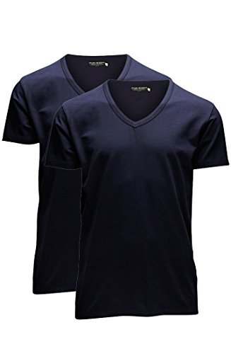 Jack & Jones Herren V-Neck T-Shirt Basic 12059219 2er Pack, Größe:XXL;Farbe:navy blue von JACK & JONES