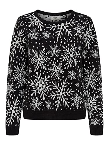 JDY Damen Weihnachts Strick-Pullover JDYMika 15238308 Black/White Snowflake XXL von JACQUELINE de YONG