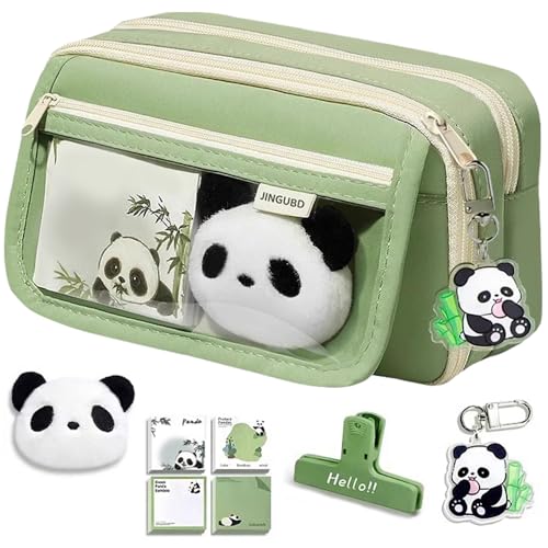 JAHEMU Federmäppchen Panda Mäppchen Kawaii Schreibwaren Tasche Große Kapazität Federtasche Panda Pencil Case Schreibwaren Organizer mit Schlüsselanhänger, Brosche, Haftnotizen, Aufbewahrungsclip JAHEMU Federmäppchen Panda Mäppchen Kawaii Schreibwaren Tasche Große Kapazität Federtasche Panda Pencil Case Schreibwaren Organizer mit Schlüsselanhänger, Brosche, Haftnotizen, Aufbewahrungsclip von JAHEMU