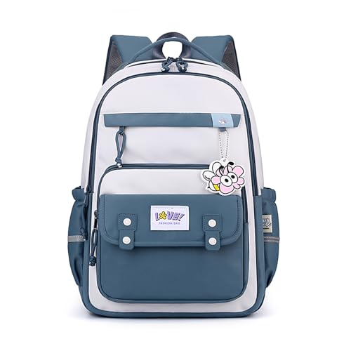 JANSBEN Schulrucksack Teenager Jungen Schulranzen Mädchen Wasserdicht Rucksack Schule Viele Fächer Laptopfach Schultasche für 1-5.klasse 20L Blau von JANSBEN