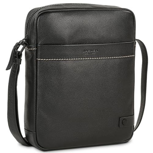 JASLEN - Leder Umhängetasche Herren Klein Mit Verstellbarem Riemen - Hergestellt aus Hochwertigen Materialien, Schwarz JASLEN - Leder Umhängetasche Herren Klein Mit Verstellbarem Riemen - Hergestellt aus Hochwertigen Materialien, Schwarz von JASLEN