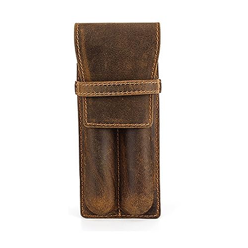 JAWSEU Leder-Füllfederhalter-Etui für 2 Stifte, Tragbare Leder-Stift-Aufbewahrungsbox Herren Echtes Leder Stiftetui Bleistifte Organizer Box Stifthalter Display Pouch Tasche Füllfederhalter Etui von JAWSEU