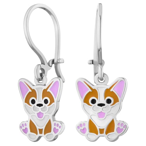 JC Jeweller Carat Mädchen Ohrringe 925 Sterling Silber Rhodiniert Emaille Geschenkbox Schmuck Kaninchen Design Babys Kinder Teen (Corgi) von JC JEWELLER CARAT