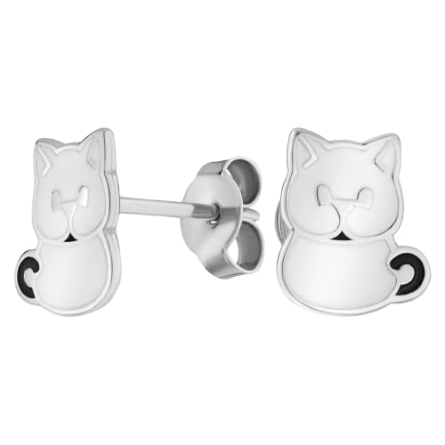 JC Jeweller Carat Mädchen Kinder Ohrstecker Teddy aus echtem 925 Silber Rhodiniert Emaille Geschenkbox Schmuck Teenagerohrringe Mädchen (Kater) von JC JEWELLER CARAT