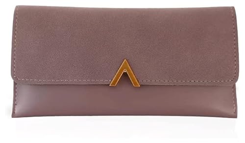 Geldbörsen Damen-Geldbörse aus Leder, modische Schnalle, Reißverschluss, Kartenhalter, einfache Geldbörse mit großer Kapazität, Retro, einfache Münztasche, reißfest Einfach ( Color : Dark Pink-1 , Siz von JCAKES