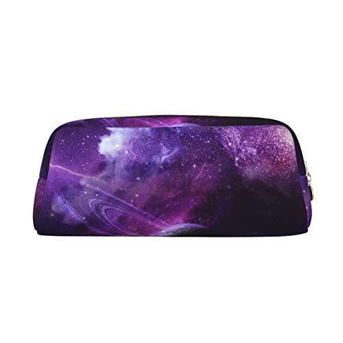 JCAKES Galaxy Starry Space Lila Sternenhimmel Leder Federmäppchen Mäppchen Mäppchen für Mädchen Mäppchen Jungen Klein Federmäppchen Personalisierte Federmäppchen Aufbewahrungstasche Kosmetiktasche, von JCAKES