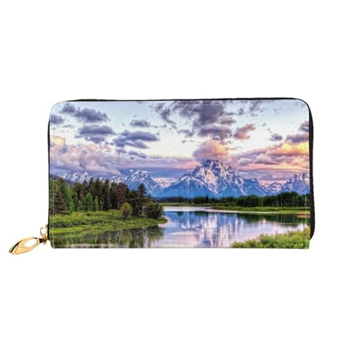 JCAKES Grand Teton National Park Ledergeldbörse Herren Geldbörsen Frauen Geldbörsen Reisebrieftasche Brieftaschen für Männer Geldbörse für Frauen Herren Ledergeldbörse Personalisierte Geldbörsen für von JCAKES