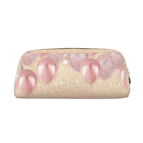 JCAKES Rosa Ballon Leder Federmäppchen Federtasche für Mädchen Mäppchen Jungen Klein Federmäppchen Personalisierte Federmäppchen Aufbewahrungstasche Kosmetiktasche, gold, Einheitsgröße, von JCAKES