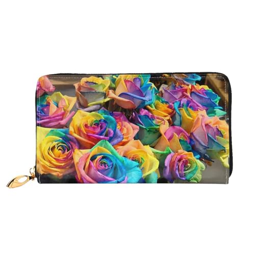 JCAKES Rot Rosa Blumen Leder Geldbörse Herren Geldbörsen Frauen Geldbörsen Reisebrieftasche Brieftaschen für Männer Brieftasche für Frauen Herren Leder Geldbörse Personalisierte Geldbörsen für Männer, von JCAKES