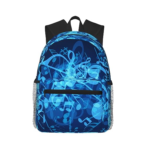 JCAKES Rucksack Schultasche Jungen & Mädchen, Blau Musiknoten Rucksack Büchertasche Casual Reise Daypack Für Arbeit Camping Urlaub Outdoor 29x20x40cm, Schwarz , One size von JCAKES