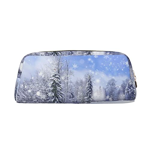 JCAKES Winterlandschaft Leder Federmäppchen Federtasche für Mädchen Mäppchen Jungen Klein Federmäppchen Personalisiert Federmäppchen Aufbewahrungstasche Kosmetiktasche, gold, Einheitsgröße, von JCAKES