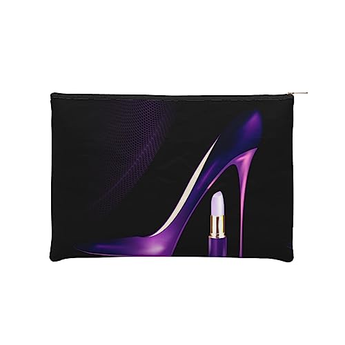 Kosmetiktasche, Reise-Organizer-Tasche – elegante lila High Heels kleine Kosmetiktaschen für Frauen – Kulturbeutel – Mini-Make-up-Tasche mit Reißverschluss, Schwarz , Einheitsgröße von JCAKES