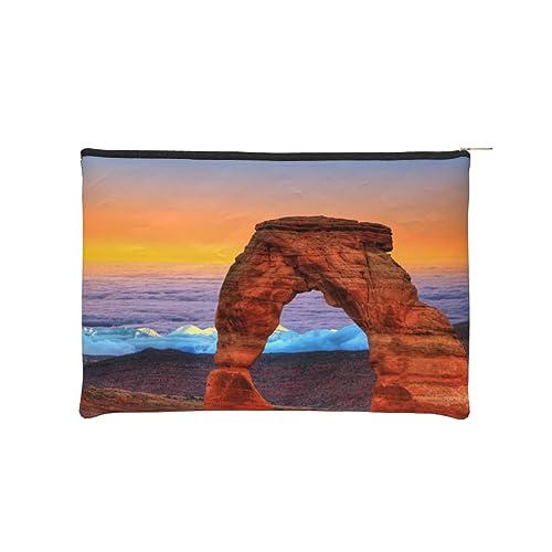 Kosmetiktasche Kulturbeutel Handtasche Make-up Beutel mit Reißverschluss Reise Organizer Tasche Wiederverwendbare kleine Kosmetiktaschen für Frauen/Arches National Park, Schwarz , Einheitsgröße, von JCAKES