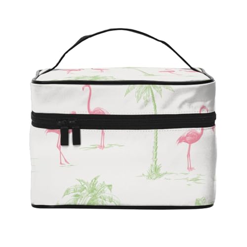 Kosmetiktasche für Damen, Motiv: kanadische Flagge, tragbare Reise-Kosmetiktasche für Alltagsgegenstände, Pink Flamingos, Einheitsgröße von JCAKES