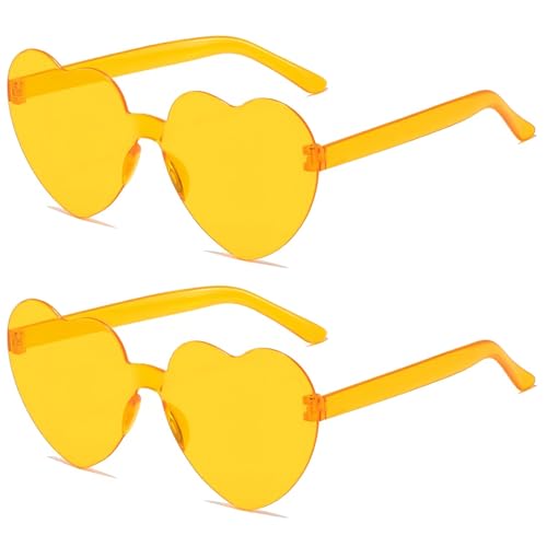 JCTAIFOO 2 Paare Herz Sonnenbrille für Damen Transparente randlose Süßigkeiten Farbe Brille Nette Mädchen Herz-Form Sonnenbrille Hellorange JCTAIFOO 2 Paare Herz Sonnenbrille für Damen Transparente randlose Süßigkeiten Farbe Brille Nette Mädchen Herz-Form Sonnenbrille Hellorange von JCTAIFOO