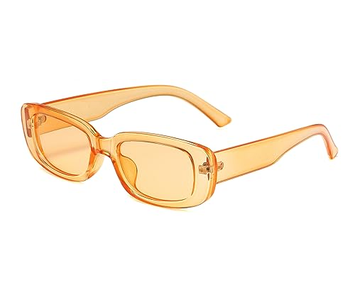 JCTAIFOO Retro Rechteck Sonnenbrille für Damen Herren Vintage Mode Rechteckig Schmale Quadratische Brille UV400 Schutz Orange von JCTAIFOO