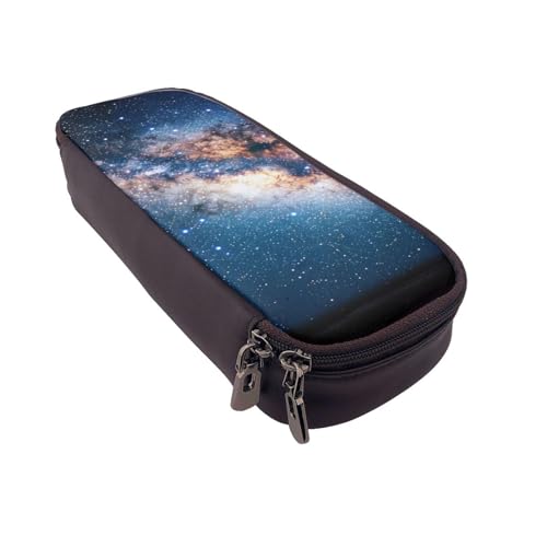 JCVOTREL Bedrucktes Federmäppchen mit Sonnenuntergang am Strand, Leder-Flip-Schreibwaren-Tasche, Stifteetui mit Reißverschluss, für Schule, Reisen, Büro, Starry Universe Space, Einheitsgröße, von JCVOTREL