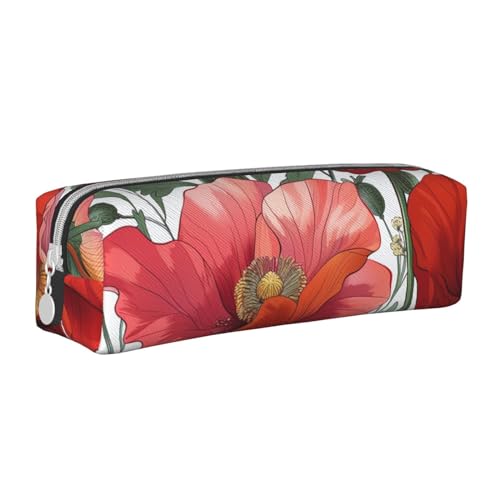 JCVOTREL Federmäppchen mit Mohnblumen-Motiv, Kunstdruck, Leder-Schreibwaren-Tasche, Stifteetui mit Reißverschluss, für Schule, Reisen, Büro, weiß, Einheitsgröße, Kosmetiktasche JCVOTREL Federmäppchen mit Mohnblumen-Motiv, Kunstdruck, Leder-Schreibwaren-Tasche, Stifteetui mit Reißverschluss, für Schule, Reisen, Büro, weiß, Einheitsgröße, Kosmetiktasche von JCVOTREL