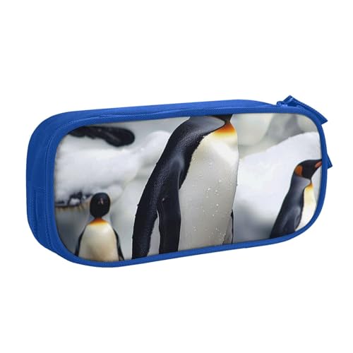 JCVOTREL Federmäppchen mit Pinguin-Motiv, großes Fassungsvermögen, Schreibwaren-Tasche, Stifteetui mit Reißverschluss, für Schule, Reisen, Büro, blau, Einheitsgröße, Kosmetiktasche von JCVOTREL