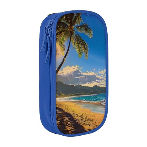 JCVOTREL Hawaii Beach bedrucktes Federmäppchen – große Kapazität Schreibwarentasche Stifteetui mit Reißverschluss für Schule, Reisen, Büro, blau, Einheitsgröße, Kosmetiktasche von JCVOTREL