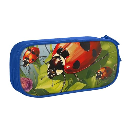 JCVOTREL Ladybug bedrucktes Federmäppchen – große Kapazität Schreibwarentasche Stifteetui mit Reißverschluss für Schule, Reisen, Büro, blau, Einheitsgröße, Kosmetiktasche von JCVOTREL