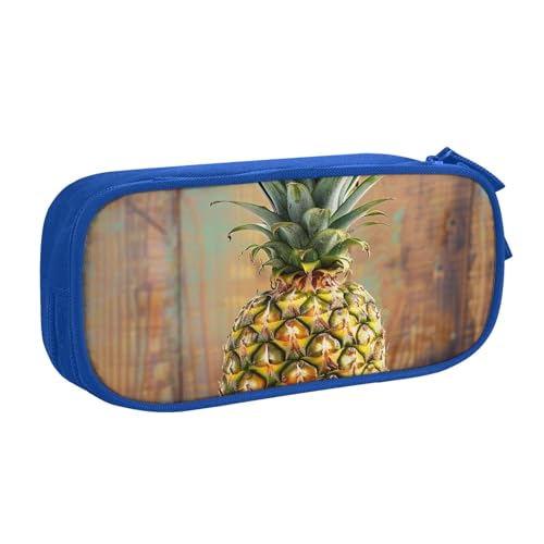 JCVOTREL Pineapple 1 bedrucktes Federmäppchen – große Kapazität Schreibwarentasche Stifteetui mit Reißverschluss für Schule, Reisen, Büro, blau, Einheitsgröße, Kosmetiktasche von JCVOTREL