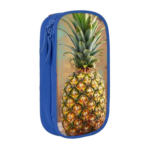 JCVOTREL Pineapple 1 bedrucktes Federmäppchen – große Kapazität Schreibwarentasche Stifteetui mit Reißverschluss für Schule, Reisen, Büro, blau, Einheitsgröße, Kosmetiktasche von JCVOTREL