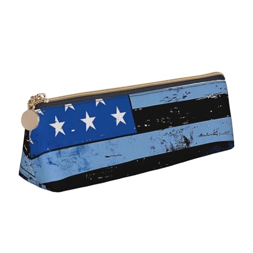 JCVOTREL Romantisches Federmäppchen aus Leder mit Eiffelturm, dreieckig, mit Reißverschluss, für Schule, Reisen, Büro, Retro Blue Thin Line USA-Flagge, Einheitsgröße, Kosmetiktasche von JCVOTREL