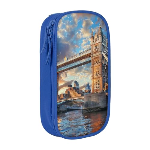JCVOTREL Tower Bridge in London bedrucktes Federmäppchen, großes Fassungsvermögen, Schreibwaren-Tasche, Stifteetui mit Reißverschluss, für Schule, Reisen, Büro, blau, Einheitsgröße, Kosmetiktasche von JCVOTREL