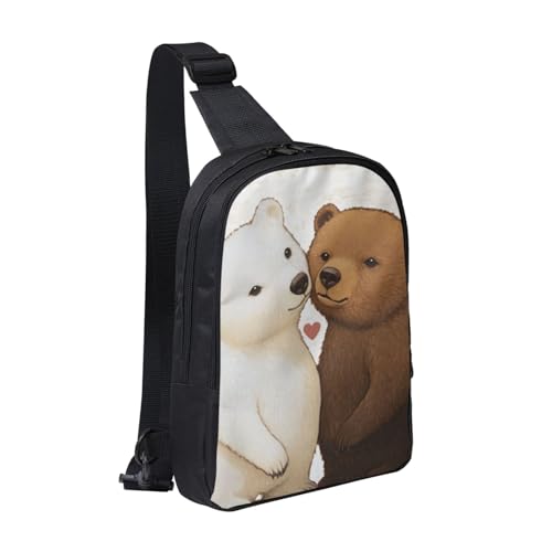 Umhängetasche mit braunem Bären-Aufdruck, Umhängetasche für Herren, Damen, Kinder, leichte Schultertasche für Läufer, Wandern, Radfahren, Reisen, Schwarz , Einheitsgröße, Wanderrucksack Umhängetasche mit braunem Bären-Aufdruck, Umhängetasche für Herren, Damen, Kinder, leichte Schultertasche für Läufer, Wandern, Radfahren, Reisen, Schwarz , Einheitsgröße, Wanderrucksack von JCVOTREL