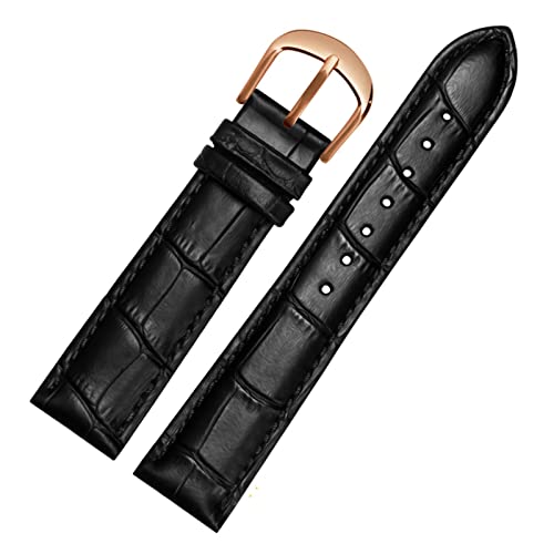 JDIME Für Brand Watch Bracelet Belt Woman Watchbänder echtes Leder -Armband -Band 10 12 14 16 18 20 22mm Multicolor -Uhren -Bänder(Black rosegold,20mm) von JDIME