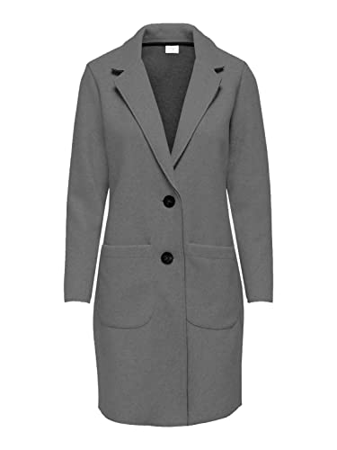 JdY Damen Lange Fleecejacke mit Taschen Casual Langarm Mantel JDYBONDY Cardigan mit Knopfleiste, Farben:Dunkelgrau, Größe:XS von JdY