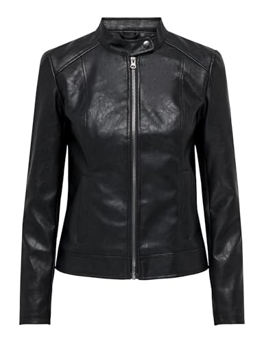 JDY Damen JDYemily Faux Leather Jacket Otw Noos Kunstlederjacke, Black, 38 von JdY