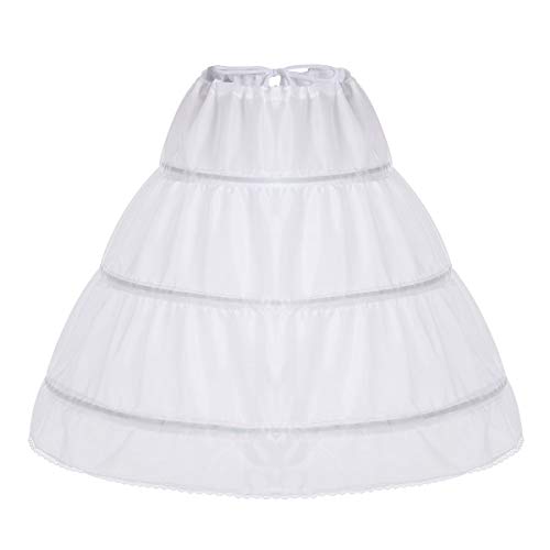 JEATHA Mädchen Vintage Petticoat Prinzessin Reifrock Damen 3 Ringe Unterrock Tütü Rock Blumenmädchen Unterkleid Underskirt für Party Hochzeit Weiß One Size von JEATHA