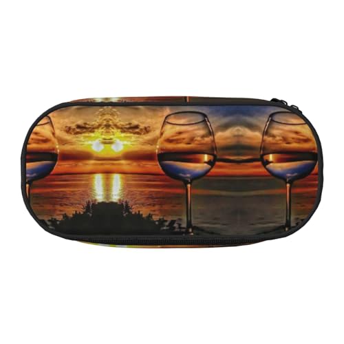 JEJEA Federmäppchen mit Sonnenuntergangs-Weinglas-Aufdruck, großes Fassungsvermögen, große Aufbewahrung, hohe Kapazität, Beutelhalter, Organizer, Schwarz , Einheitsgröße, Taschen-Organizer JEJEA Federmäppchen mit Sonnenuntergangs-Weinglas-Aufdruck, großes Fassungsvermögen, große Aufbewahrung, hohe Kapazität, Beutelhalter, Organizer, Schwarz , Einheitsgröße, Taschen-Organizer von JEJEA